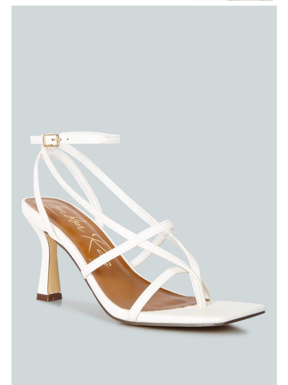White Strappy Ankle-Tie Stiletto Sandals